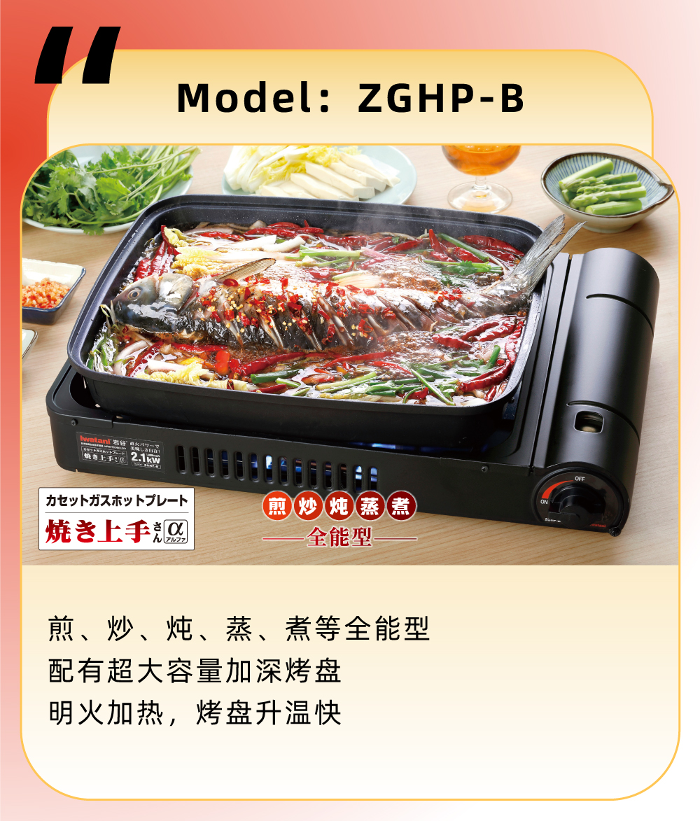 煎、、炒、、炖、、蒸、、煮等全能型，配有超大容量加深烤盘，明火加热，烤盘升温快